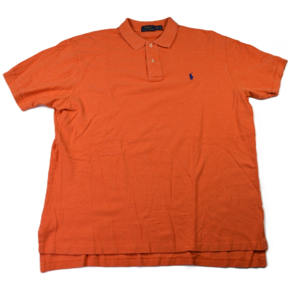 Polo Ralph Lauren Mens XXL Orange Cotton Pique Short Sleeve Pony Logo Polo Shirt - Picture 2 of 9